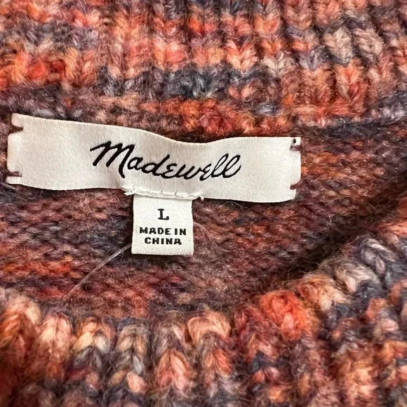 Madewell Birchmont Side-Button Pullover Sweater In Spacedye Sangria size L - Picture 4 of 11